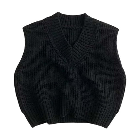 SGMVNU Baby Boys Girls V Neck Comfort Knitted Sleeveless Pullover Sweater Vest Toddler Knit Tops Kids Fall Clothes(Size 7-8 Years,Black)