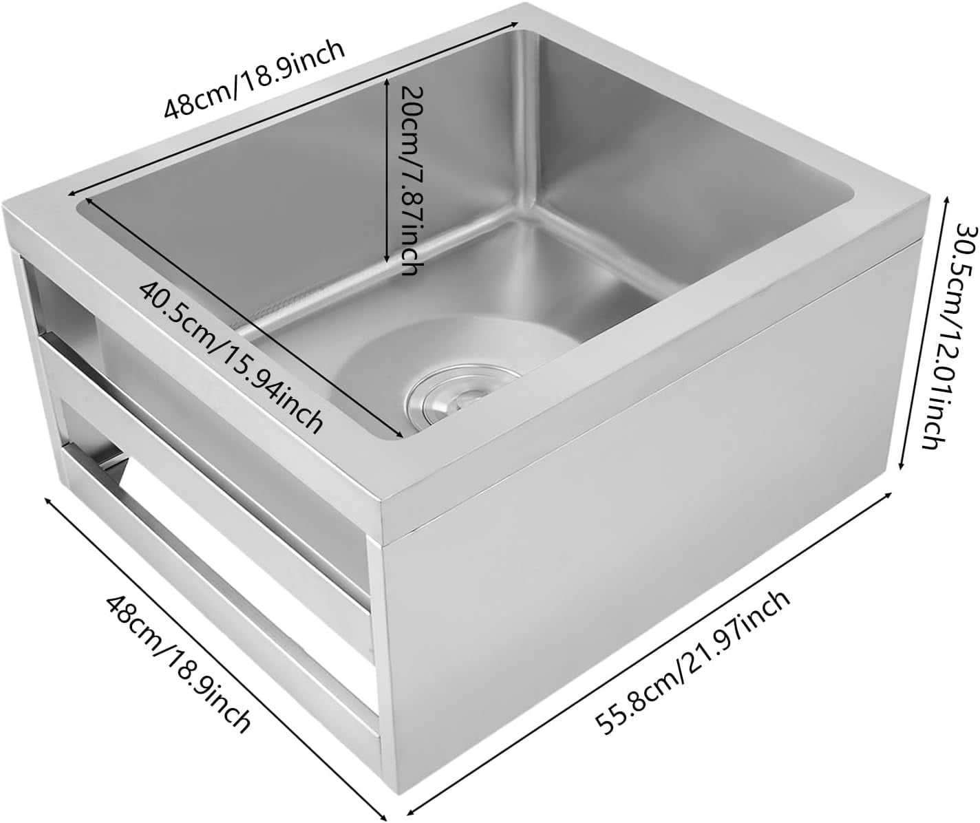 Miumaeov Commercial Floor Mount Mop Sink Free Standing Single Bowl Utility Sink for Restaurant Kitchen Garage Basement Bathroom