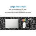 thumbnail image 6 of Topographic Mouse Pad Long XL Black and White Extended Keyboard Full Desk Mat Large for Gaming Home Office 31.5 x 11.8 in, 6 of 6