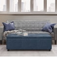 thumbnail image 2 of Simpli Home Avalon 48 inch Wide Contemporary Storage Ottoman Bench in Denim Blue Vegan Leather, 2 of 8