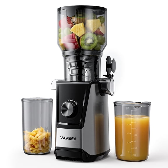 VAVSEA Cold Press Juicer, Easy to Clean & Assemble, 5.1" Wide Feed Chute for Less Prep, 160W Slow Masticating Juicer Machine with 99% Juice Yield