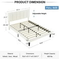 thumbnail image 6 of VECELO Full Size Upholstered Platform Bed Frame with Adjustable Headboard, Wooden Slats Support, No Box Spring Needed/Easy Assembly, White, 6 of 8
