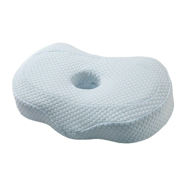 Protector de almohada de espuma viscoelástica con diseño hueco, suave y transpirable para dormir. tenceles azul