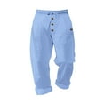 thumbnail image 6 of CHEEREAM Mens Linen Cropped Pants Yoga Beach Loose Fit Casual Summer Elastic Waist Drawstring Baggy Trousers with Pockets Light Blue M, 6 of 9