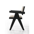 thumbnail image 5 of Jasper 21" Set of 2 Ebony Black Wood Dining Arm Chairs Beige Upholstered Seat, 5 of 7