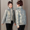 thumbnail image 5 of Chaqueta de algodón gruesa sin lavado con cara brillante para mujer, chaqueta de algodón corta y holgada, chaqueta de cuello alto, chaqueta de algodón de plumón para mujer, 5 of 5
