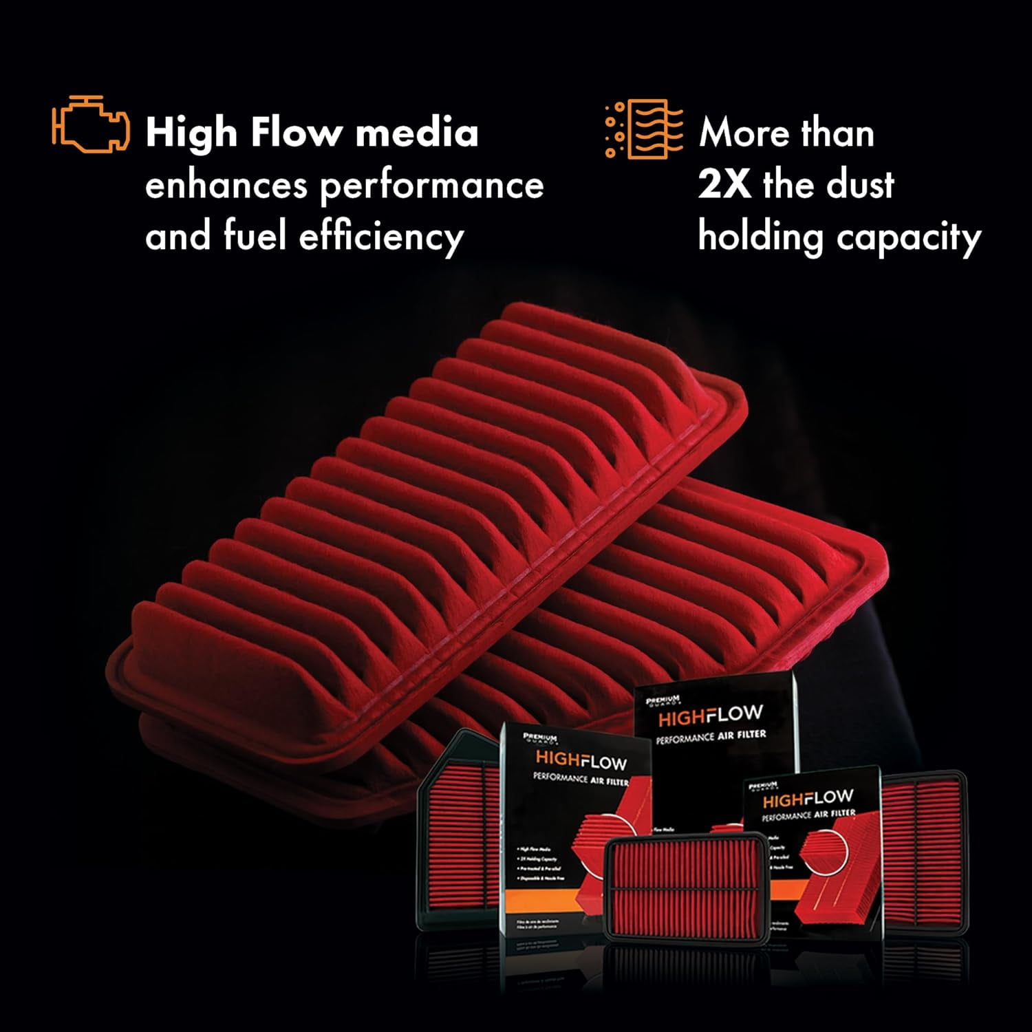 HIGHFLOW High Performance, Pre-Oiled Disposable Engine Air Filter PA99506X | Fits 2019-2025 Chevrolet Silverado 1500, 2019-2025 GMC Sierra 1500, 2020-2025 Chevrolet Silverado 2500 HD