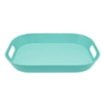 thumbnail image 1 of Mainstays Light Blue Plastic Modern Rectangular Serving Tray with Handles, 16" x 12" x 2", 1 Piece, 1 of 6