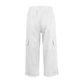 thumbnail image 4 of Women's Cargo Capri Pants High Waisted Relaxed Fit Casual Summer Cropped Trousers Elastic Knit Loose Cuffed Hem White, 4 of 7