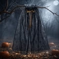 thumbnail image 3 of Halloween Spider Web Cape Scarf Sheer Mesh Lace Poncho for Witch Costume Party Dress Up Carnival Role Play Stage Performance Theme Events Accessory One Size, 3 of 3