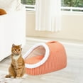 thumbnail image 4 of Btomtd Enclosed Cat Sleeping Bed with Removable Nests, Soft Plaid Dog Bed and Cat Bed for Warmth, Portable Sleep House for Small Medium Large Pets, Washable and Cozy, Orange, 4 of 6