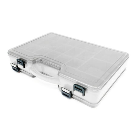 SIEYIO Plastic Tackle Box Fishing Lures Case Double Sided Fishing Baits Box with Removable Dividers Accessory Storage Case