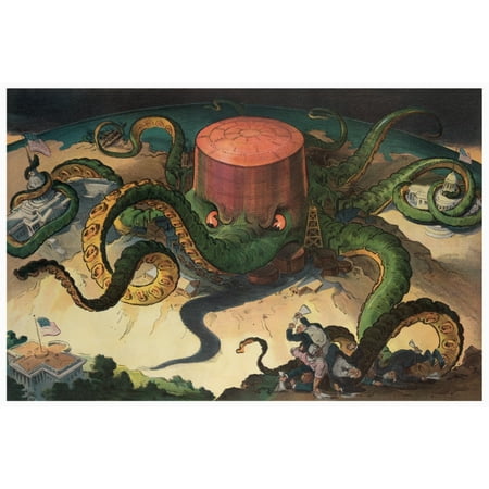 - Illustration shows a storage tank as an octopus with many tentacles wrapped around the steel copper and shipping industries as well as a state house the US Capitol and one tentacle reaching for the Wh
