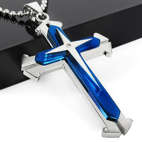 Cross Necklace Charm Gift for Men Women, Stainless Steel Cross Pendant Necklace Chain