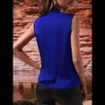 thumbnail image 4 of Blusa Elegante de Satén Cruzada con Cuello en V y Sin Mangas para Mujer Azul XL, 4 of 8