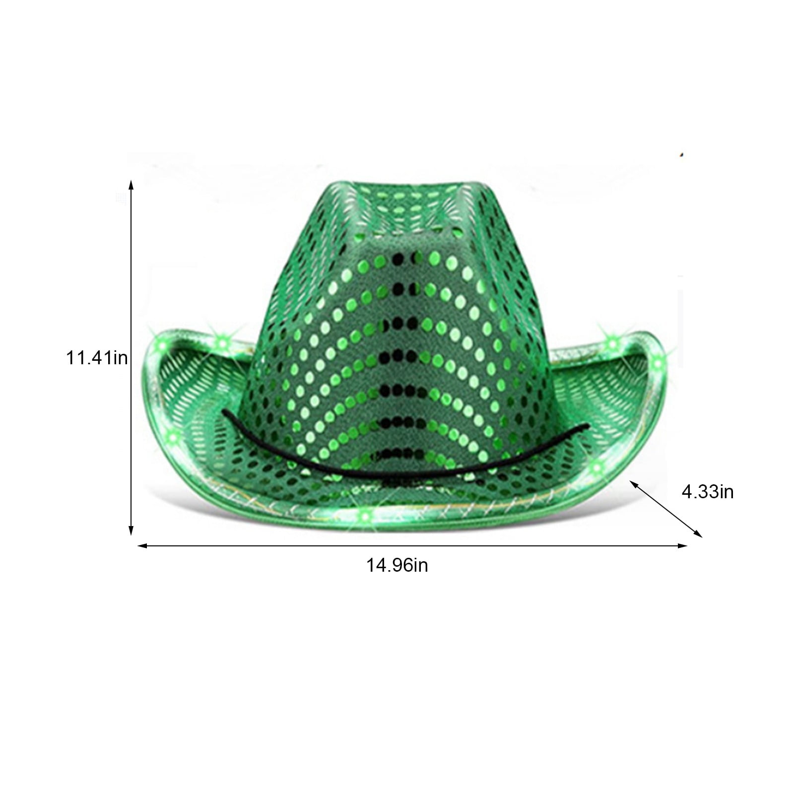 St. Patricks Day LED Light Up Sequin Cowboy Hats, 2025 Under 