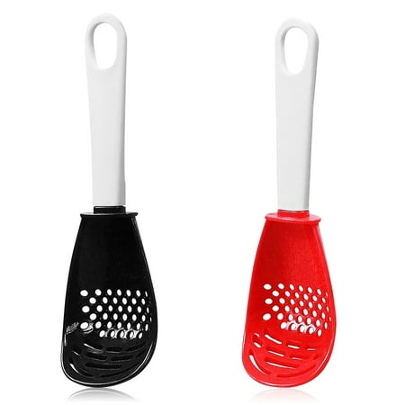 

2 Pieces Cooking Spoons Scoops Colander Garlic Masher Water Handle Grating Draining Grinding Tools Kitchen Utensils