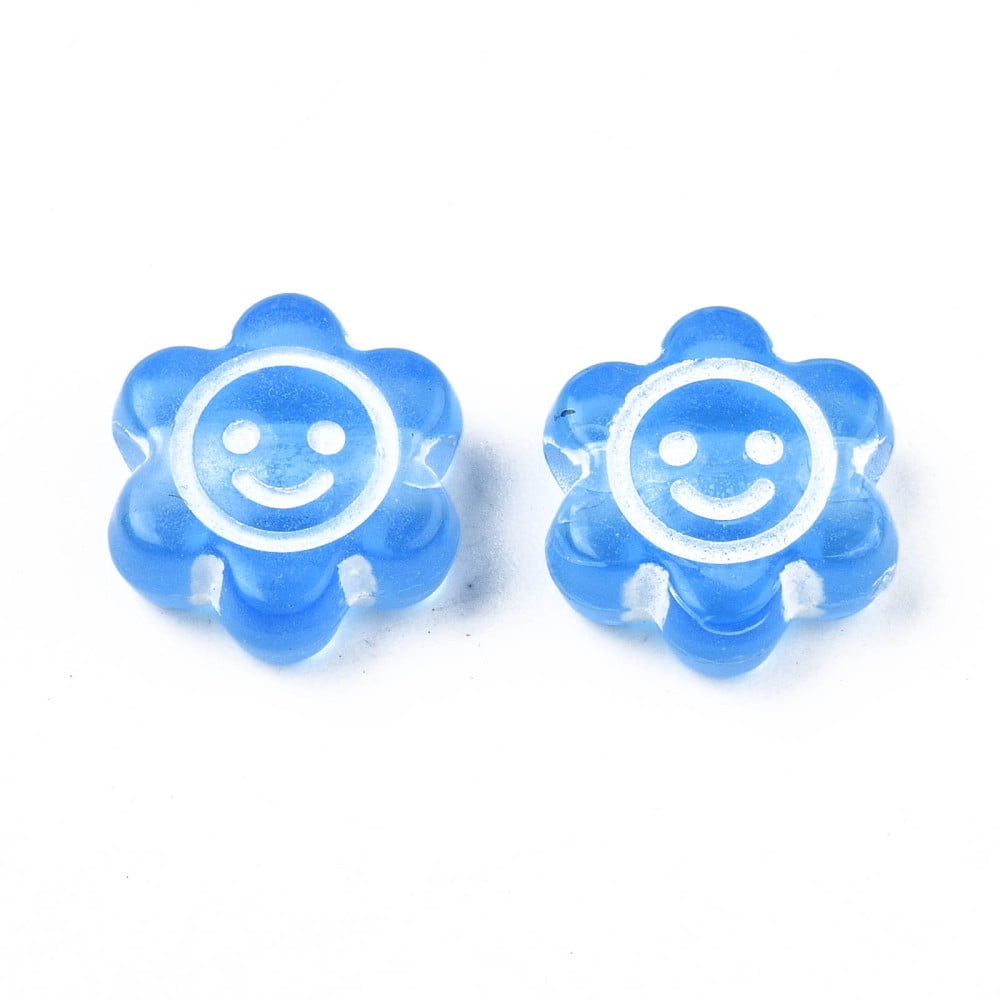 Transparent Acrylic Beads Craft Style Flower with Face Mixed Color 10x11x5mm Hole: 2mm about 1800pcs/500g DIY