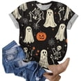 thumbnail image 6 of enyan Women's Halloween Shirts Cute Ghost Pumpkin Graphic Tee Spooky Season Shirt Vintage Short Sleeve Casual Fall Tops Halloween Womens Shirts Black,XXL, 6 of 6