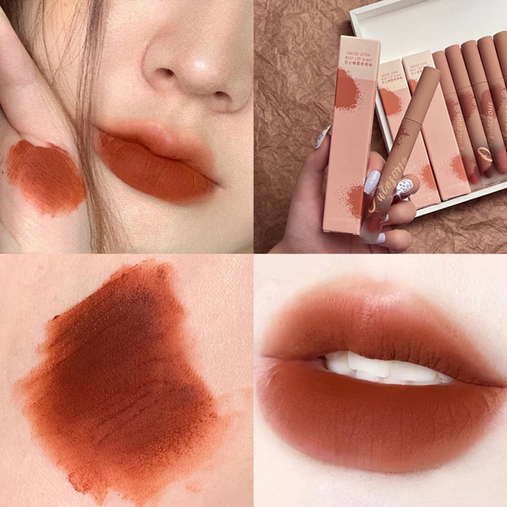 Velvet Matte Red Lip Gloss Smooth Soft Reach Colors Full Lips Gloss Pigmented Lip Makeup Gift