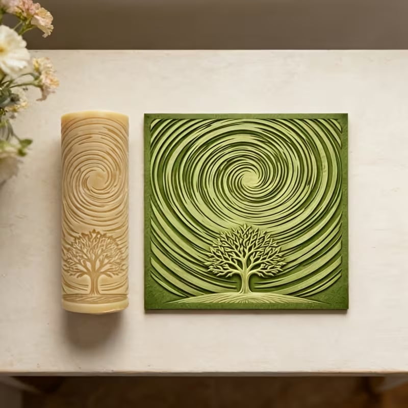 Star Track Tree Texture Roller | Handmade plastic clay mold tool with 3D branch and bark texture, suitable for polymer clay, ceramics, and resin crafts