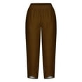 thumbnail image 4 of qelini Womens Capris Pull on Pants Basic Edition front Pockets Labor Day Straight Leg Trouse Pants Solid Color Loose Comfy Plus Size Fashion Lightweight Breathable Khaki M, 4 of 5