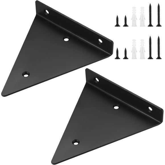 2 Pack Floating Shelf Brackets (5.5" x 5.1") - Invisible Triangle - Wall Mounted - Heavy Duty Wall Bracket for Storage Shelf, Bookcase