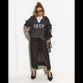 thumbnail image 4 of Suéter de Punto con Cuello en V y Larga para Mujer con Estampado de Letras Gris Oscuro M, 4 of 7