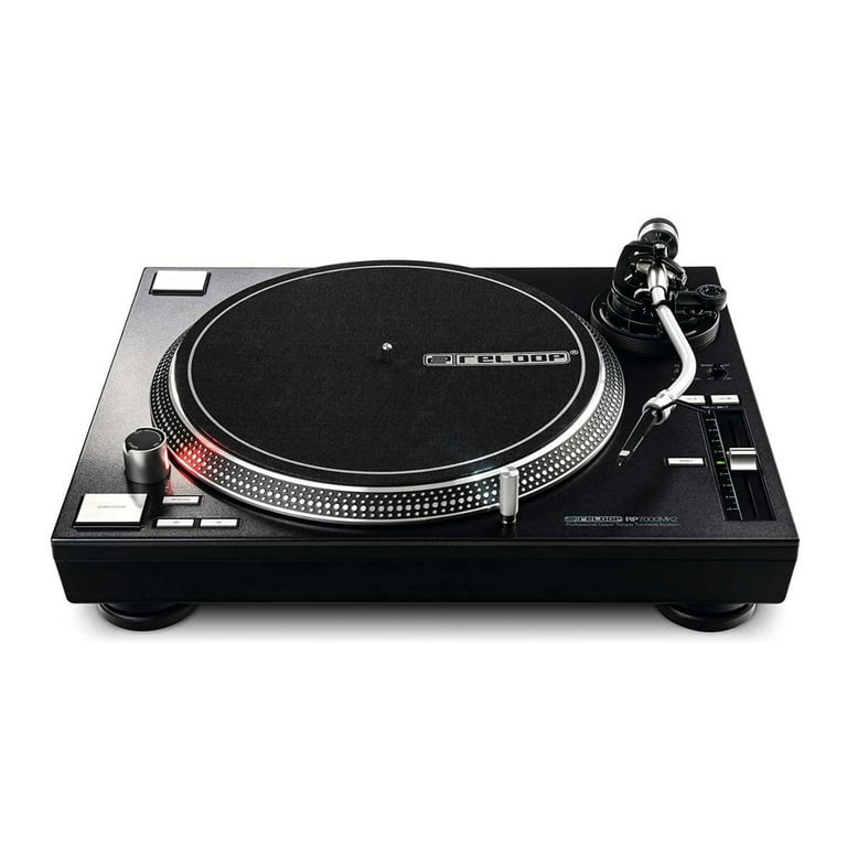 Reloop Mixon 8 Pro 4-Channel Professional DJ Controller with Reloop RP-7000  MK2 Turntable (Pair) and Record Care Kit 