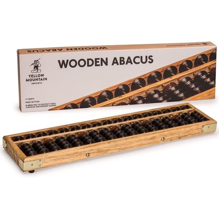 ports Vintage Style Wooden Abacus - 13.9 Inches (35.3 Centimeters) - Professional 17 Column Soroban