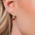 thumbnail image 3 of Gem Stone King 10K Yellow Gold Red Garnet Stud Dangle Earrings for Women | 1.00 Cttw | Gemstone January Birthstone | Round 4.5MM, 3 of 6