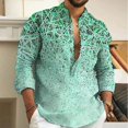 thumbnail image 1 of Camisa de manga larga de 7 botones para hombre, camisa con botones, holgada, con cuello en V, estilo Henley, para playa, material de alta calidad, 2024, 1 of 6
