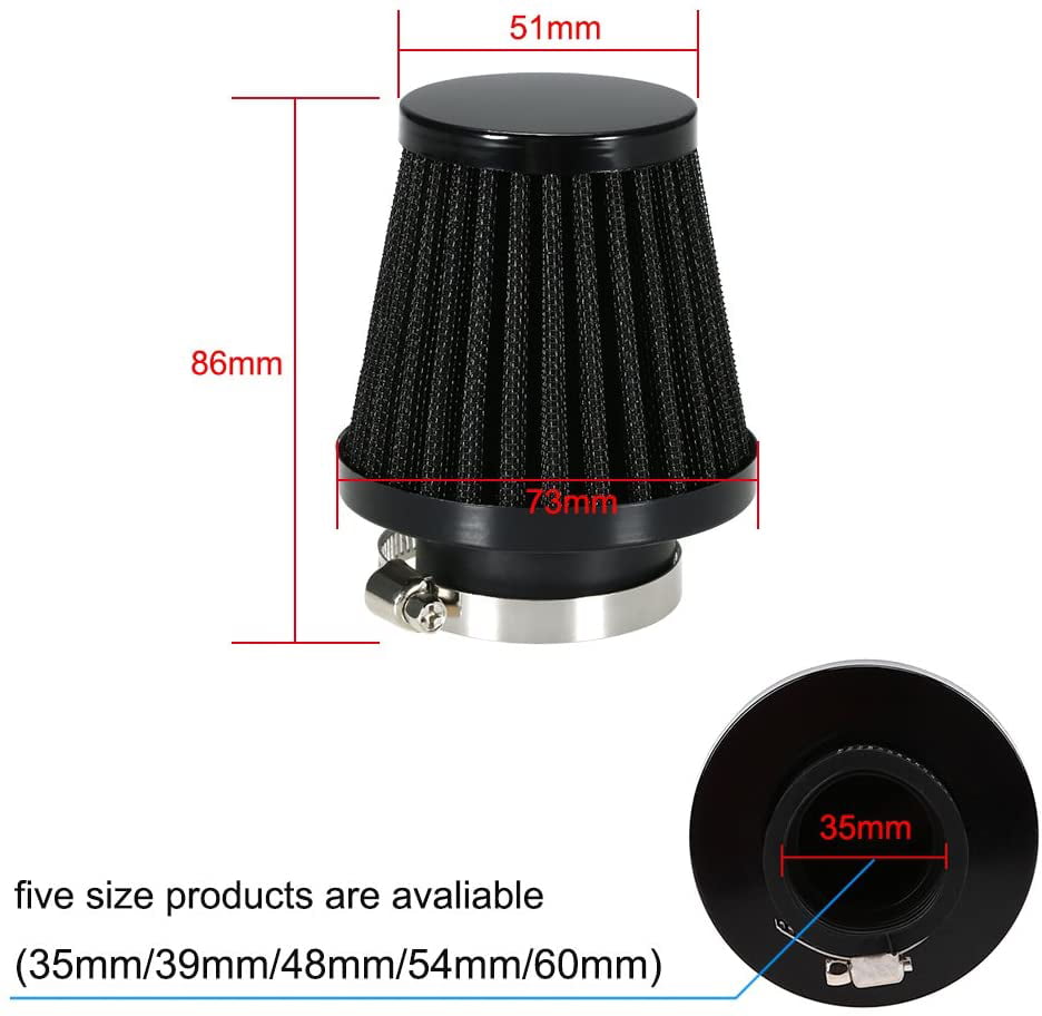 40mm Motorcycle Air Filter Blue Performance Mushroom Straight Neck & Cover Bike