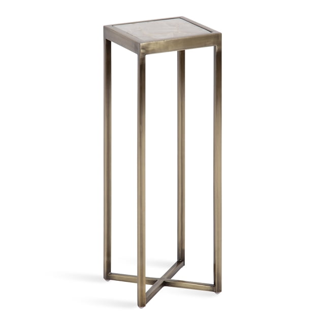 Kate and Laurel Jaspur Modern Square Drink Table, 7 x 7 x 21, Natural Quartz and Brass, Decorative Contemporary Accent Table for Stylish Display and Storage
