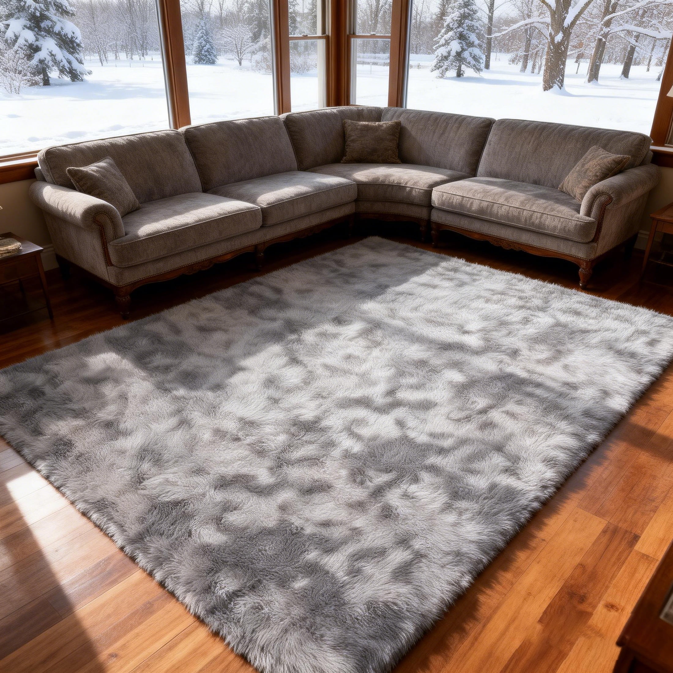 Area Rugs for Living Room Bedroom, 4'x6' Soft Fluffy Shag Indoor Floor Carpet for Living Room Bedroom Dining Room Office Home Decor, Dark Gray