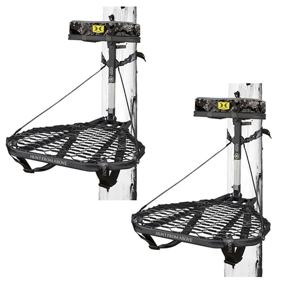 Hawk COMBAT Durable Steel Hunting Treestand and Full Body Harness (2 Pack)