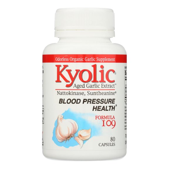 Kyolic Aged Garlic Extract Blood Pressure Health Formula, Gluten-Free, 80 Capsules
