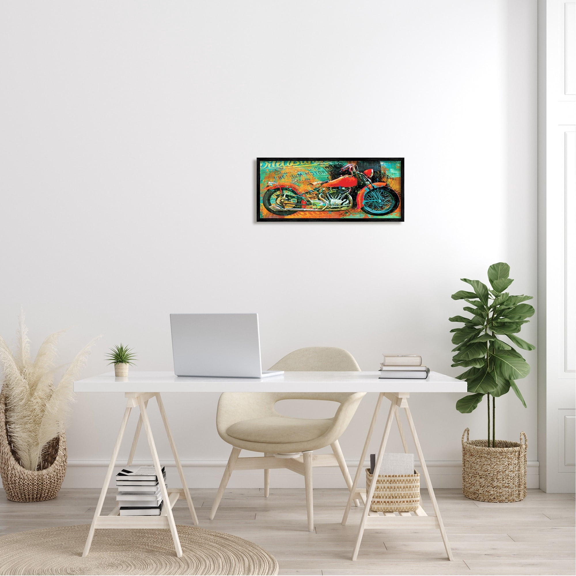 Stupell Industries Bold Abstract Collaged Red Motorcycle Text Brushstrokes , 30 x 13, Design by Porter Hastings