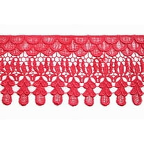 Altotux 5" 19 Colors of Embroidered Floral Scalloped Venice Lace Trim Victorian Guipure Sewing Supplies By Yard (Coral)