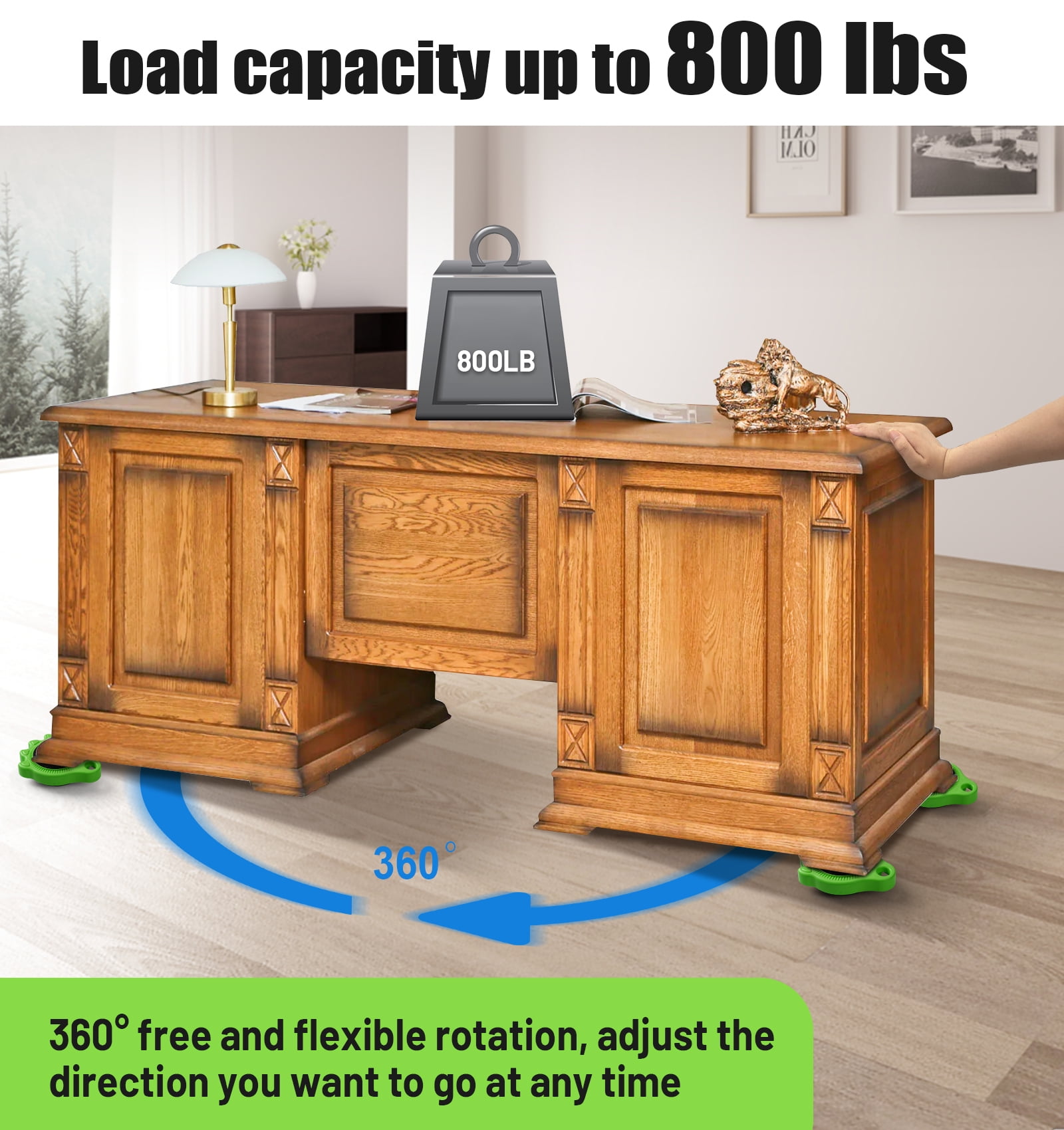 Furniture Lift Mover Tool Set - Furniture Movers Can Withstand Up to 800 Ibs, 360°Sliding Function, Furniture Lifter Have Self-Adjusting Bases， Heavy Item Furniture Moving Tool Without Falling