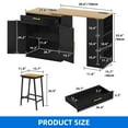 thumbnail image 4 of DEXTRUS Extendable Kitchen Island with Power Outlets & Wheels, Kitchen Island Table with 2 Stools, Black, 4 of 8