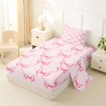 thumbnail image 2 of Manfei Pink Princess Bow Twin Sheet Sets for Girls, Cartoon Bowknot Style Bedding, 3pcs, 2 of 5