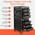 thumbnail image 4 of TASALON Lockable Salon Cart -Salon Trolley Rolling Cart with 6 Drawers and Tool Holders, Black, 4 of 8