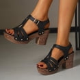 thumbnail image 4 of Dakaela Platform Heeled Sandals Womens Ankle Strap Wedge High Heels Cutout Summer Dressy Walking Pumps Shoes with Arch Support Size 6.5, 4 of 9