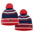 thumbnail image 2 of Women's WEAR by Erin Andrews Red New England Patriots Colorblock Cuffed Knit Hat with Pom and Scarf Set, 2 of 3