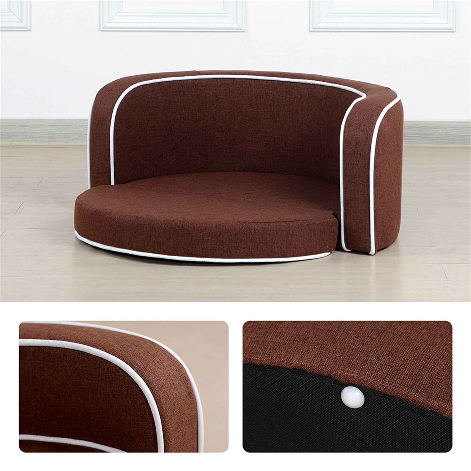 Pefilos 30" Round Pet Sofa, Dog Sofa Beds, Cat Sofa BedS, Brown Pefilos 30" Round Pet Sofa, Dog Sofa Beds, Cat Sofa BedS, Brown