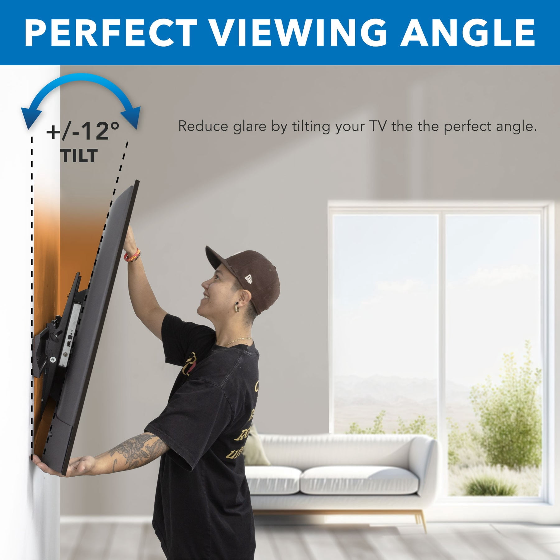 Mount-It! UL Certified Tilting TV Wall Mount, Fits sizes 43" to 90"