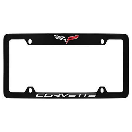 Tom Plate - Chevrolet Corvette C6 Black Coated Metal Top Engraved License Plate Frame Holder