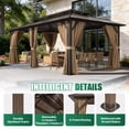 thumbnail image 3 of Clouddwell 12'x20' Hardtop Gazebo - Polycarbonate Double Roof with Netting & Curtains for Patio, Garden Sun Protection,Brown, 3 of 7