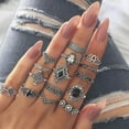 thumbnail image 2 of Anillos Midi Para Mujer, Juego De Anillos De Dedo De Aleación Retro, Anillo De Dedo Vintage Bohemio, Regalos De Joyería Bohemios Para Mujer 15 Uds. Moyic AP005476-00, 2 of 6